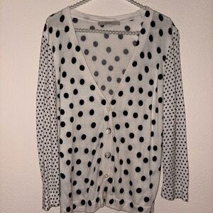 LOFT Black and White Polka Dot Cardigan